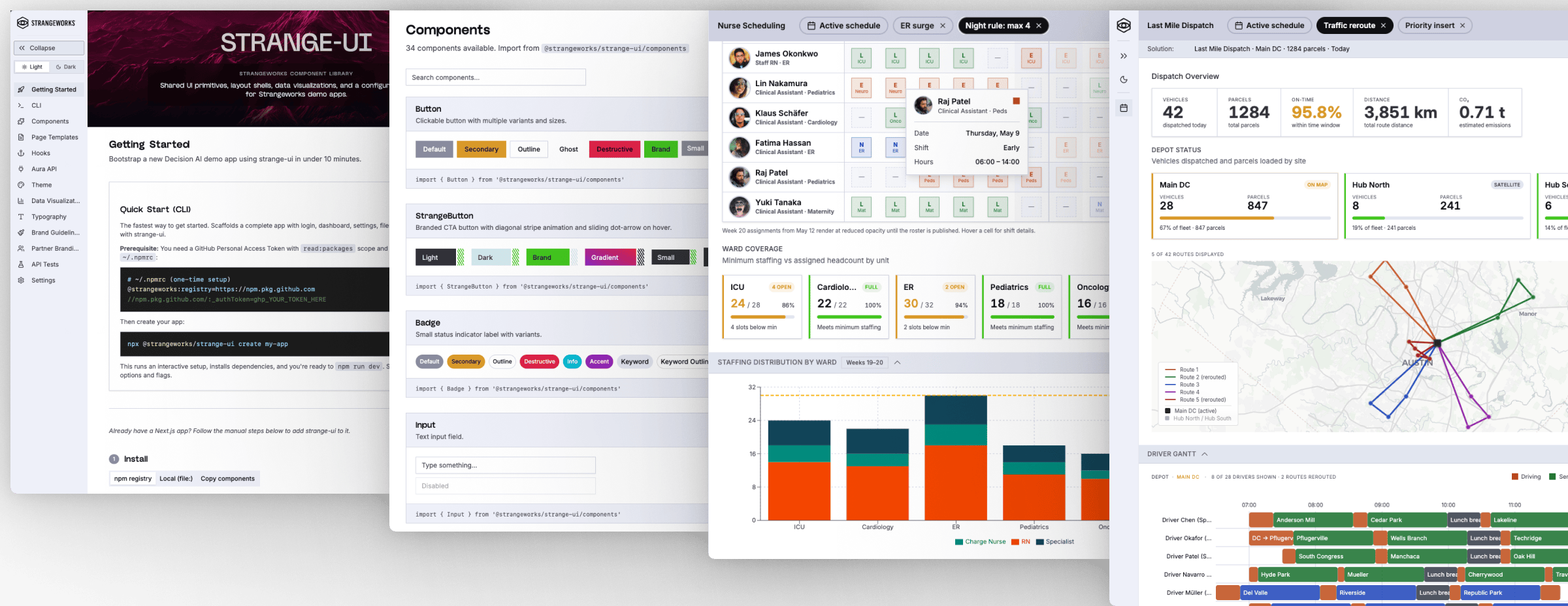 Client optimization apps — nurse scheduling and last-mile dispatch dashboards