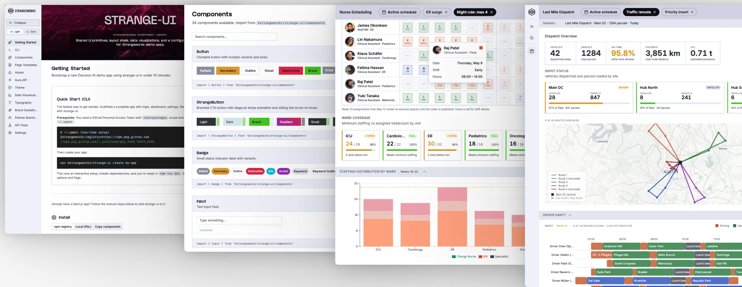Client optimization apps — nurse scheduling and last-mile dispatch dashboards